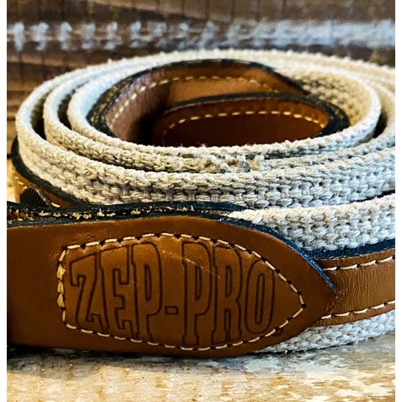 Zep-Pro Metal Sailfish Leather and Woven Canvas Belt Size 42 - Picture 3 of 12